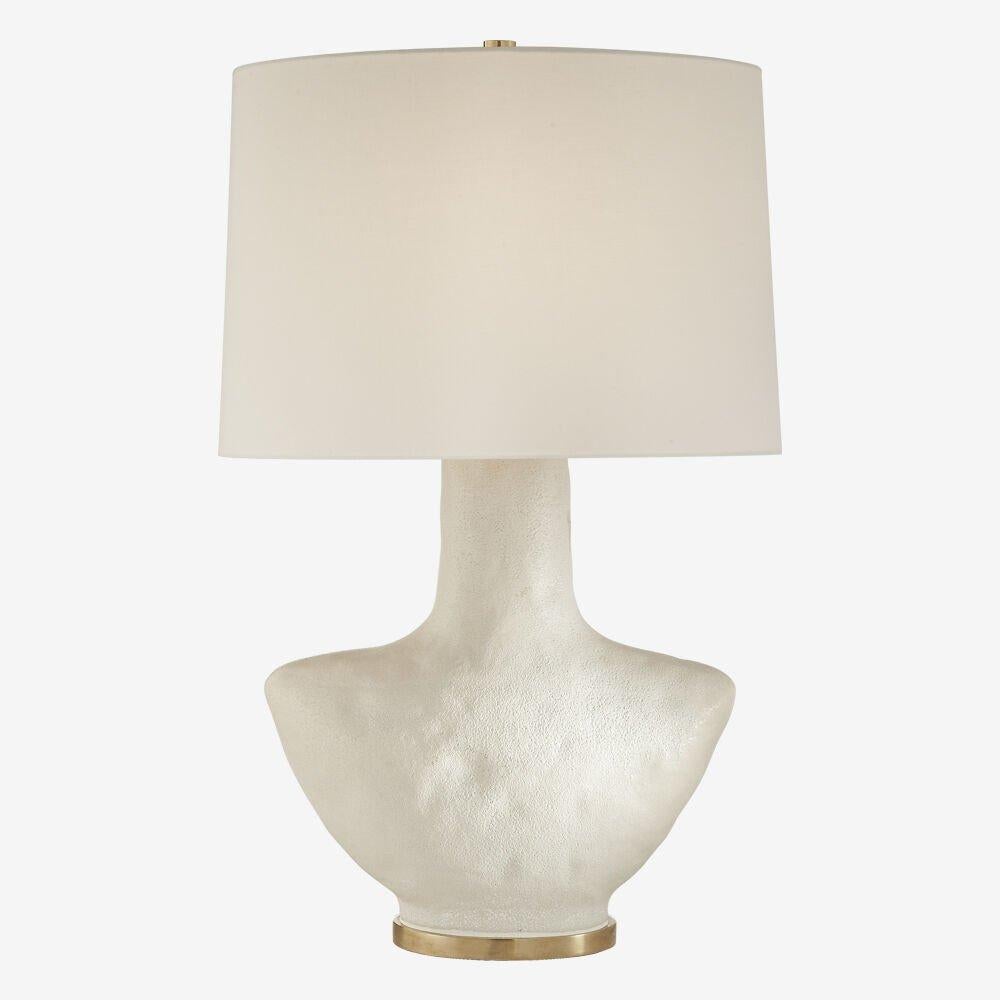 Stained Kelly Wearstler Armato Table Lamp, Black Ceramic with Brass Opaque Oval Shade