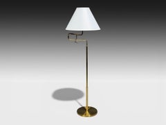 Armaturhantverk Göteborg, Articulating Floor Lamp, Brass, Fabric, Sweden, 1960s
