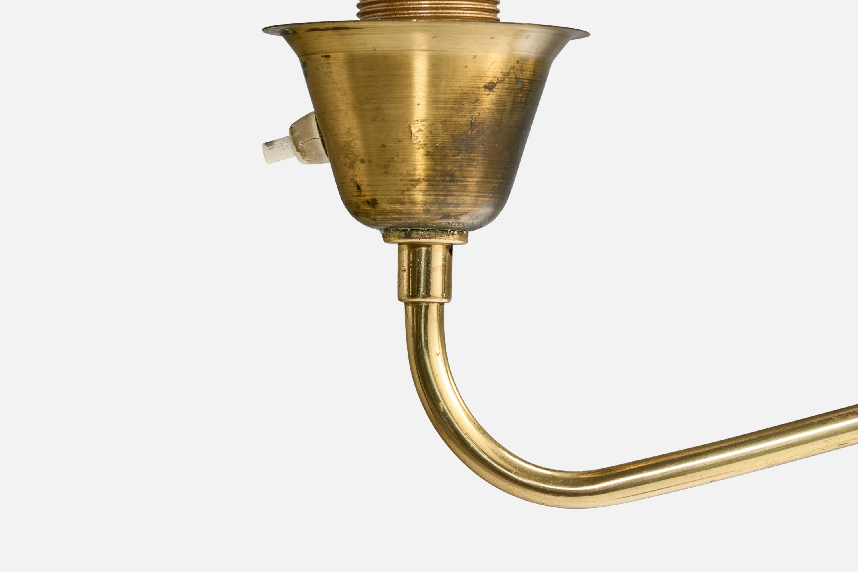 Armaturhantverk Göteborg, Floor Lamp, Brass, Fabric, Sweden, 1960s 4