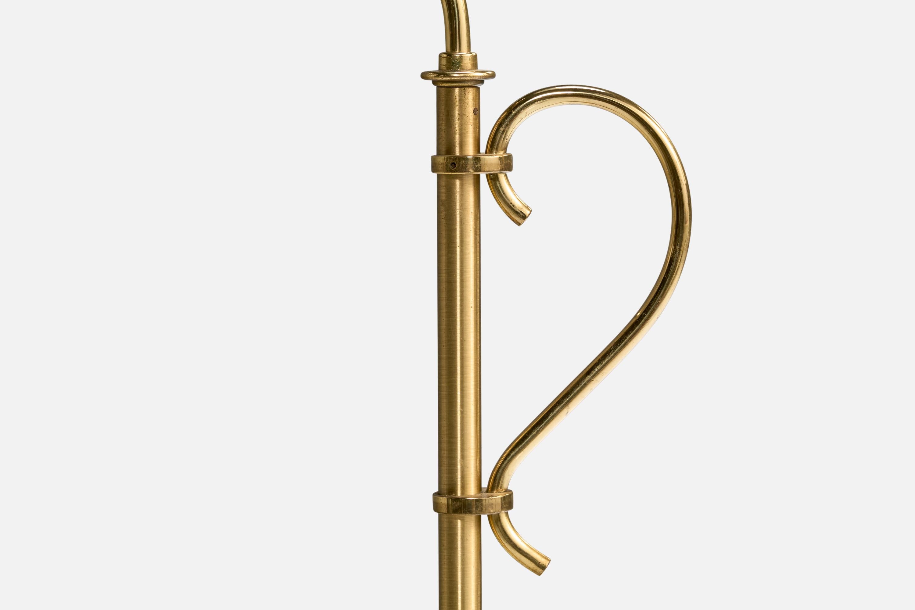 Armaturhantverk Göteborg, Floor Lamp, Brass, Fabric, Sweden, 1960s 6