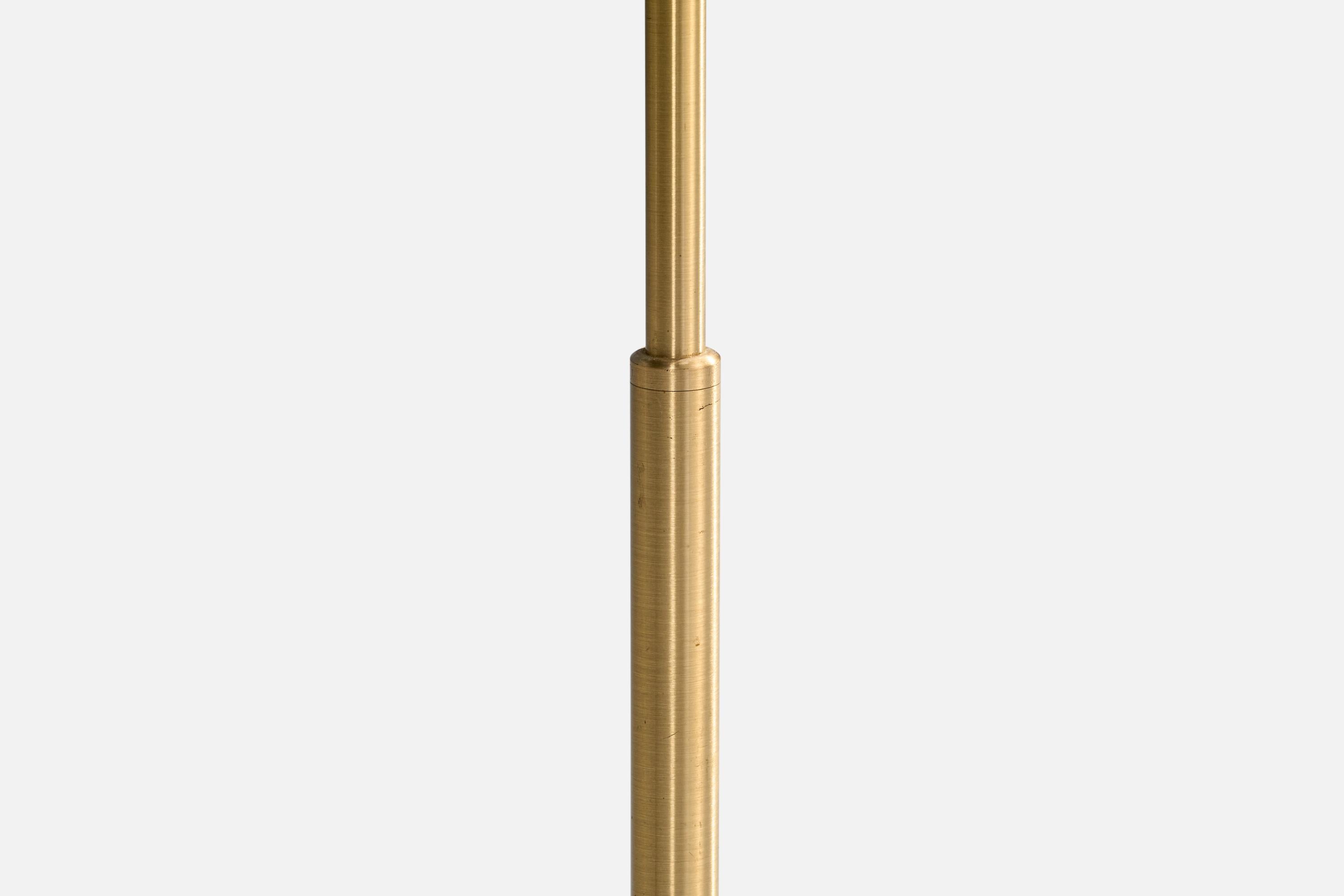 Armaturhantverk Göteborg, Floor Lamp, Brass, Fabric, Sweden, 1960s 7