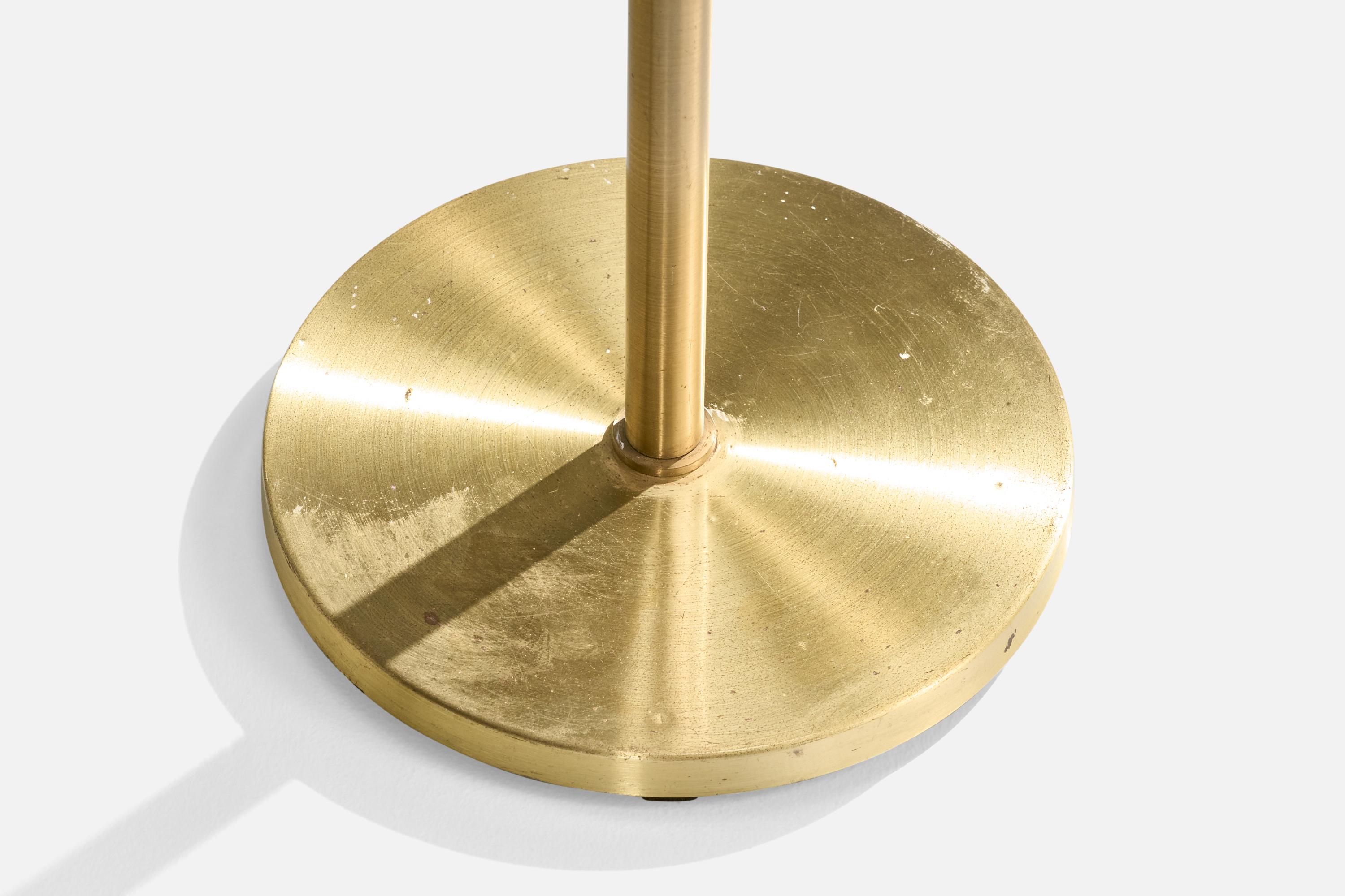 Mid-Century Modern Armaturhantverk Göteborg, Floor Lamp, Brass, Fabric, Sweden, 1960s