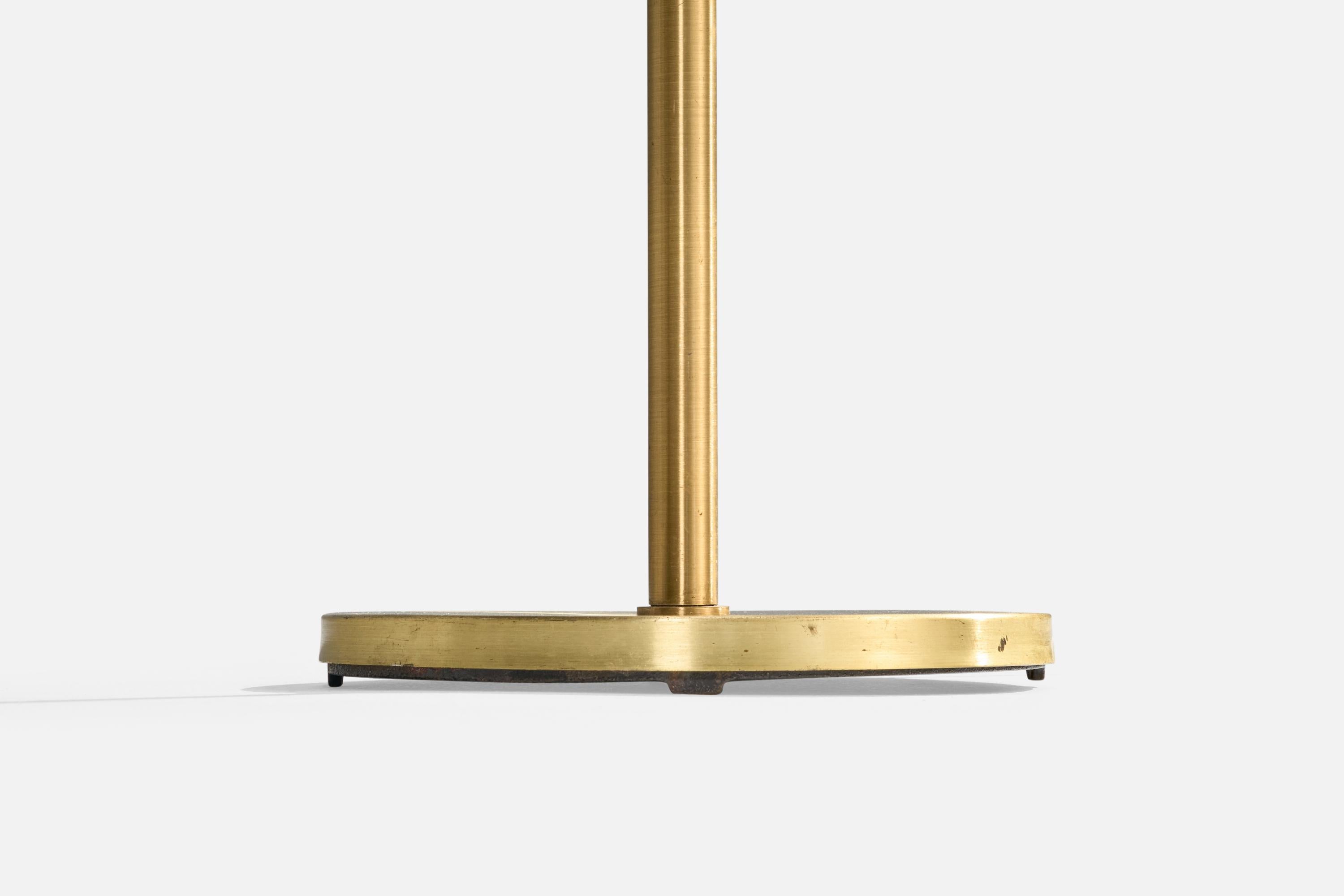 Swedish Armaturhantverk Göteborg, Floor Lamp, Brass, Fabric, Sweden, 1960s