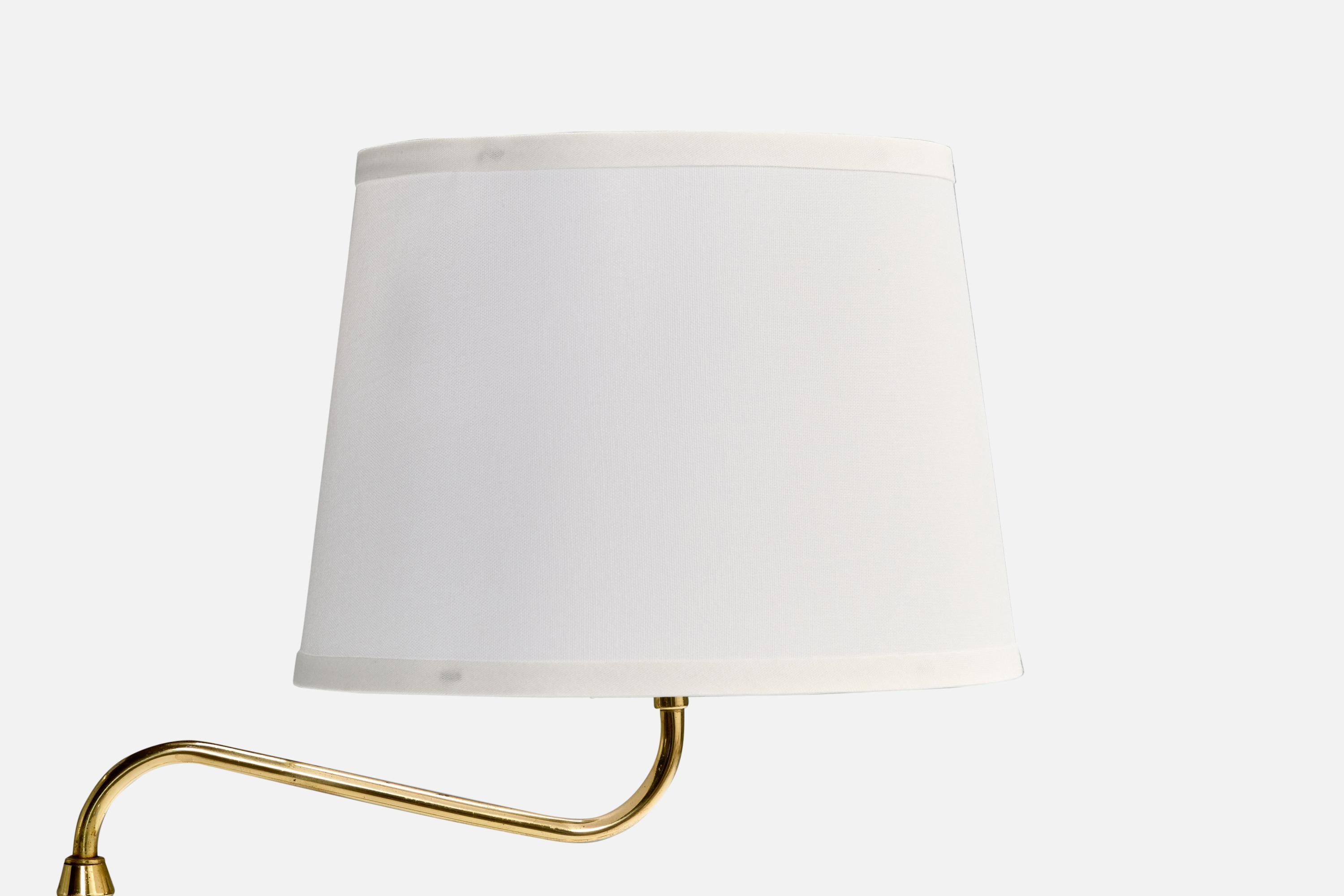Armaturhantverk Göteborg, Floor Lamp, Brass, Fabric, Sweden, 1960s 2