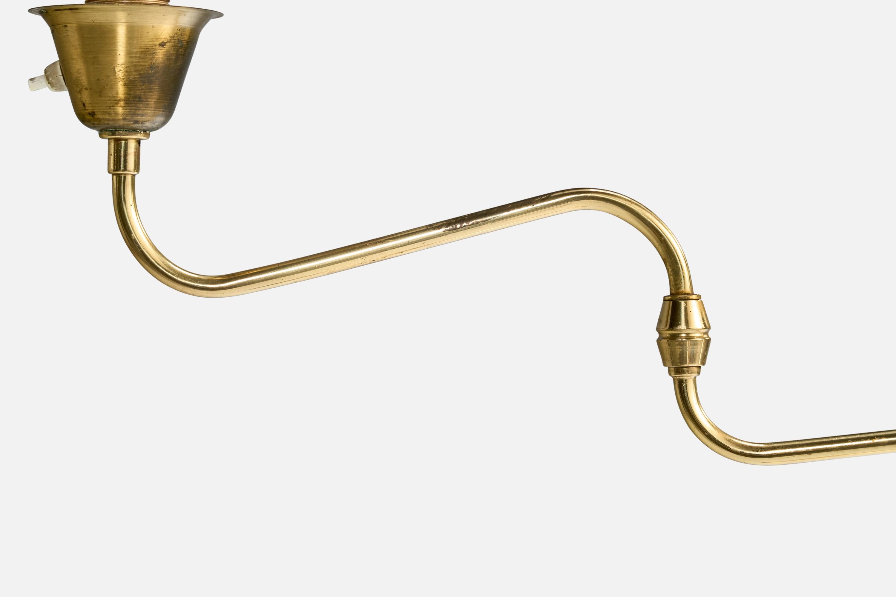 Armaturhantverk Göteborg, Floor Lamp, Brass, Fabric, Sweden, 1960s 3