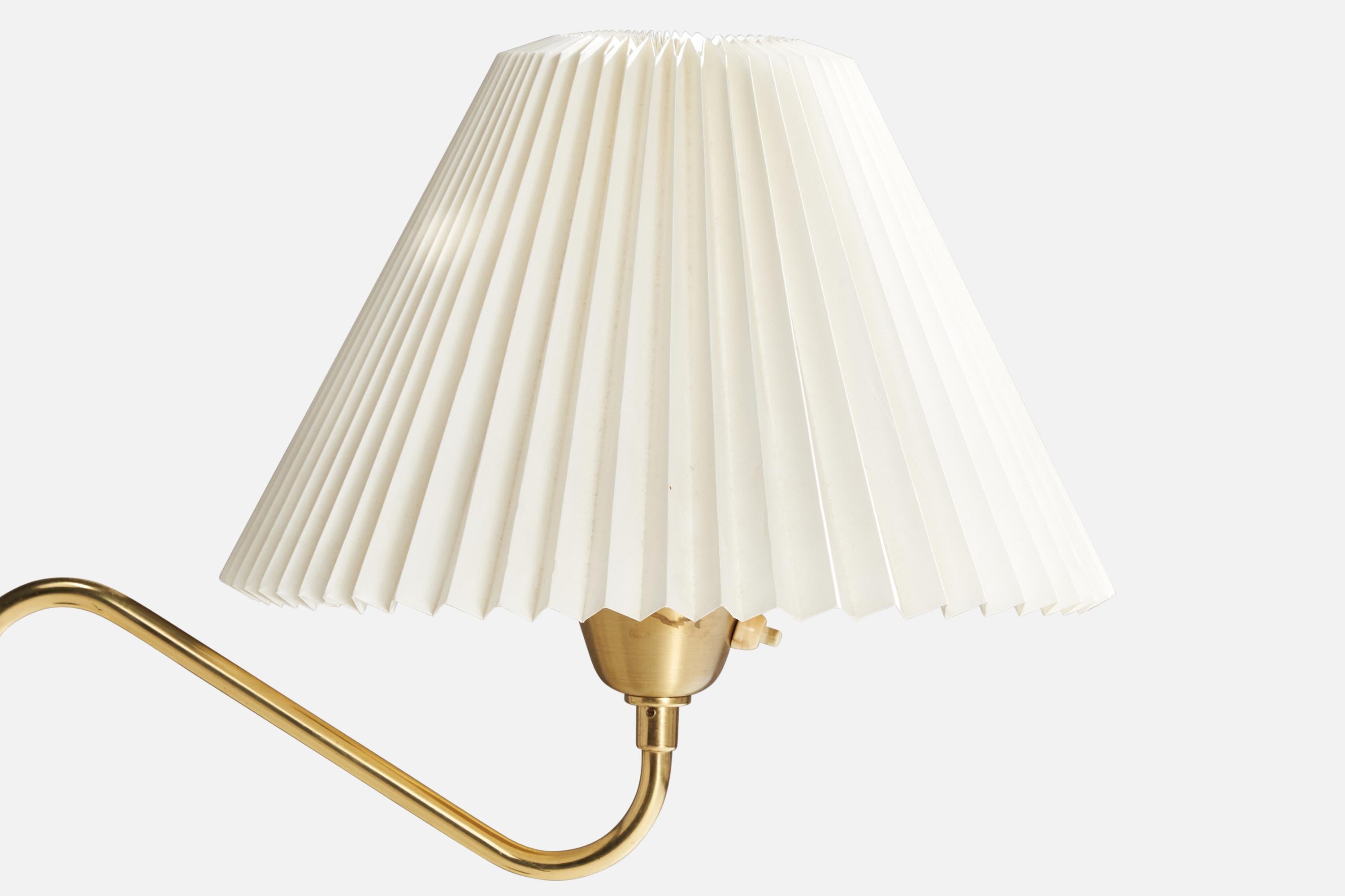 Armaturhantverk Göteborg, Floor Lamp, Brass, Wood, Paper, Sweden, 1960s For Sale 1