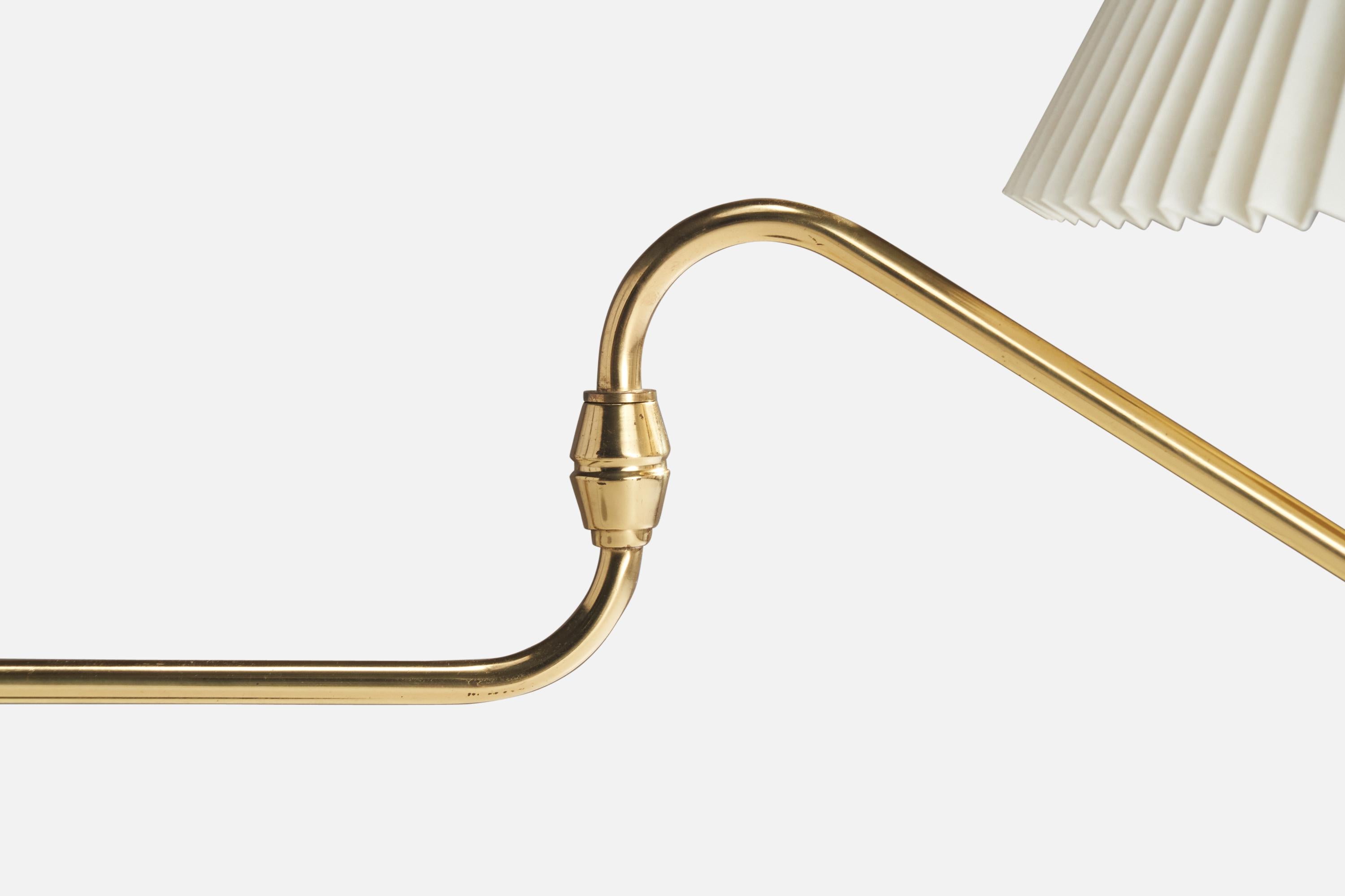 Armaturhantverk Göteborg, Floor Lamp, Brass, Wood, Paper, Sweden, 1960s For Sale 2