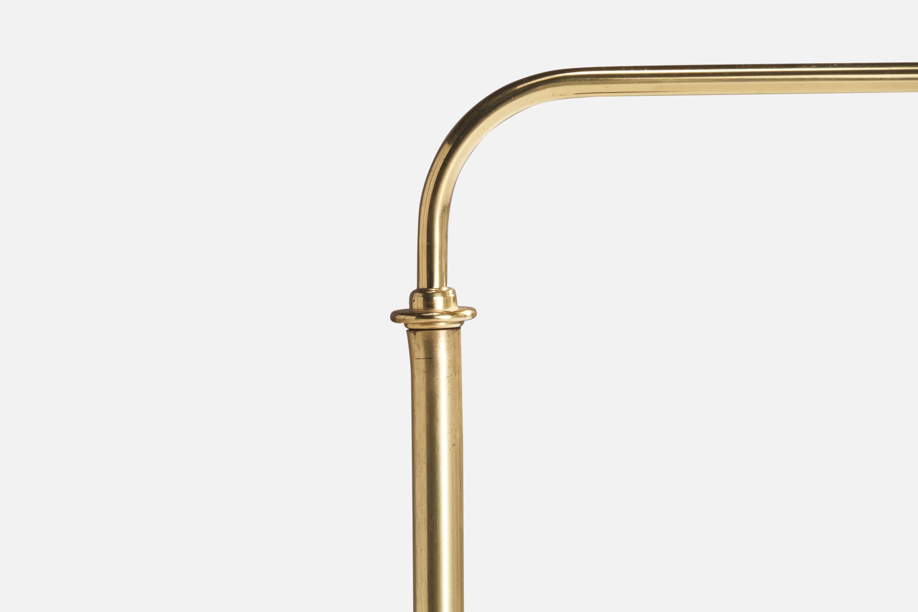 Armaturhantverk Göteborg, Floor Lamp, Brass, Wood, Paper, Sweden, 1960s For Sale 3