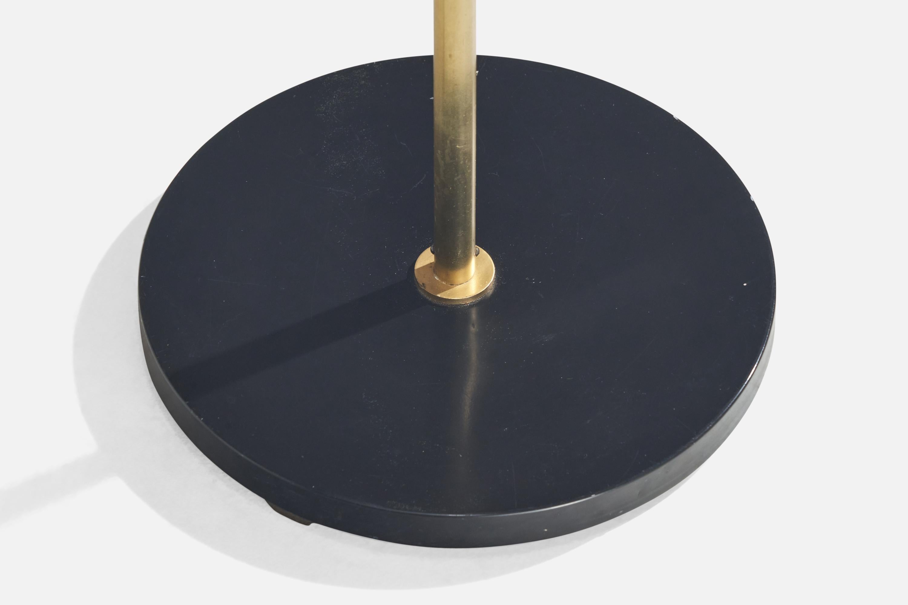 Armaturhantverk Göteborg, Floor Lamp, Brass, Wood, Paper, Sweden, 1960s For Sale 4
