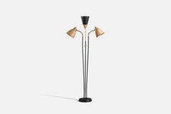 Armaturhantverk Göteborg, Stehleuchte, Metall, Rattan, Messing, Schweden, 1950er Jahre