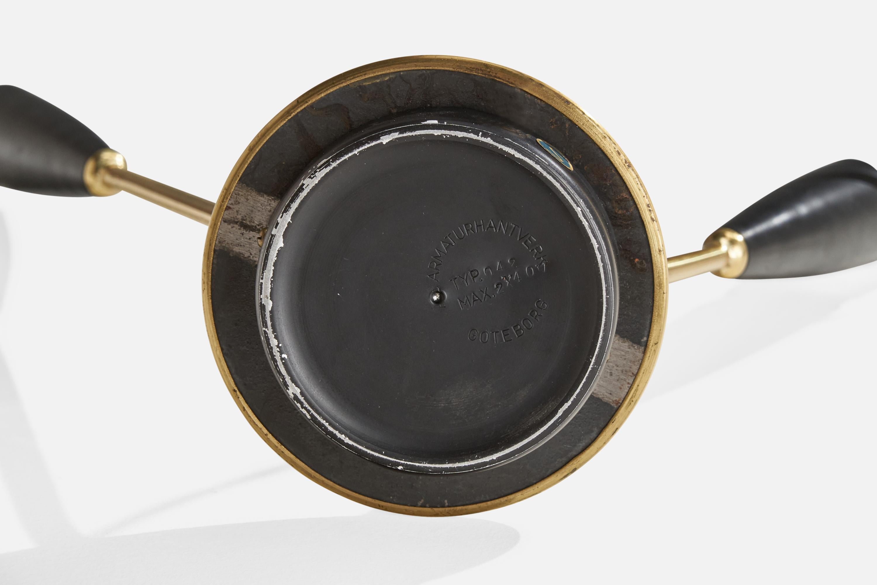 Armaturhantverk Göteborg, lampe de table, laiton, métal, Suède, années 1950 en vente 3