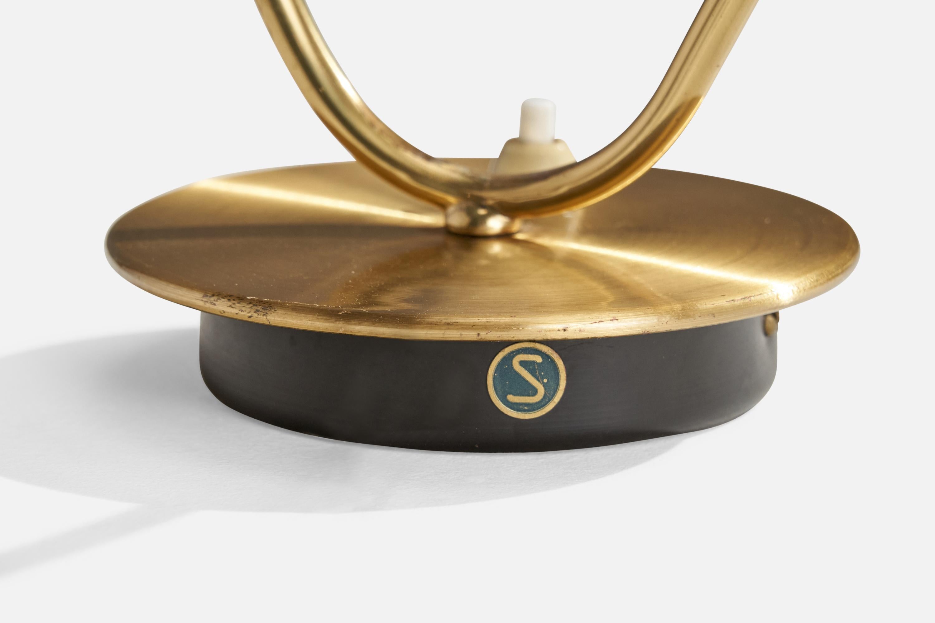 Armaturhantverk Göteborg, lampe de table, laiton, métal, Suède, années 1950 en vente 2