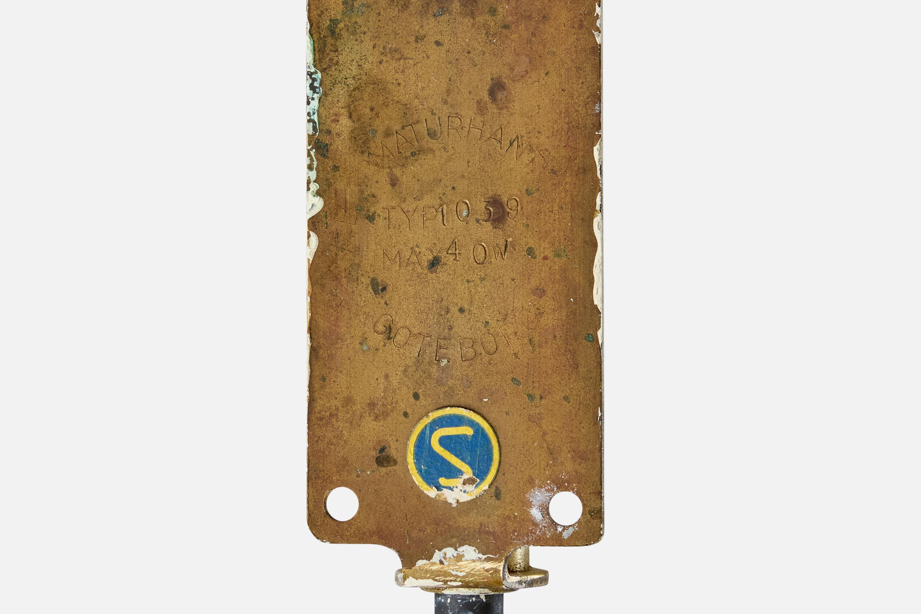 Armaturhantverk Göteborg, Wall Light, Iron, Brass, Rattan, Sweden, 1940s For Sale 3