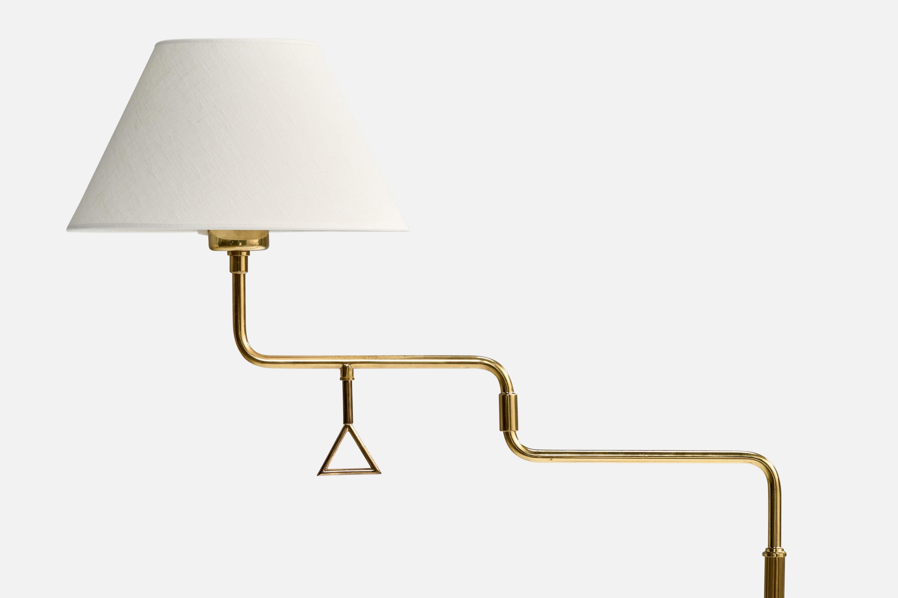 Laiton Lampadaire Tibro d'Arturhantverk, laiton, tissu, Suède, années 1960 en vente