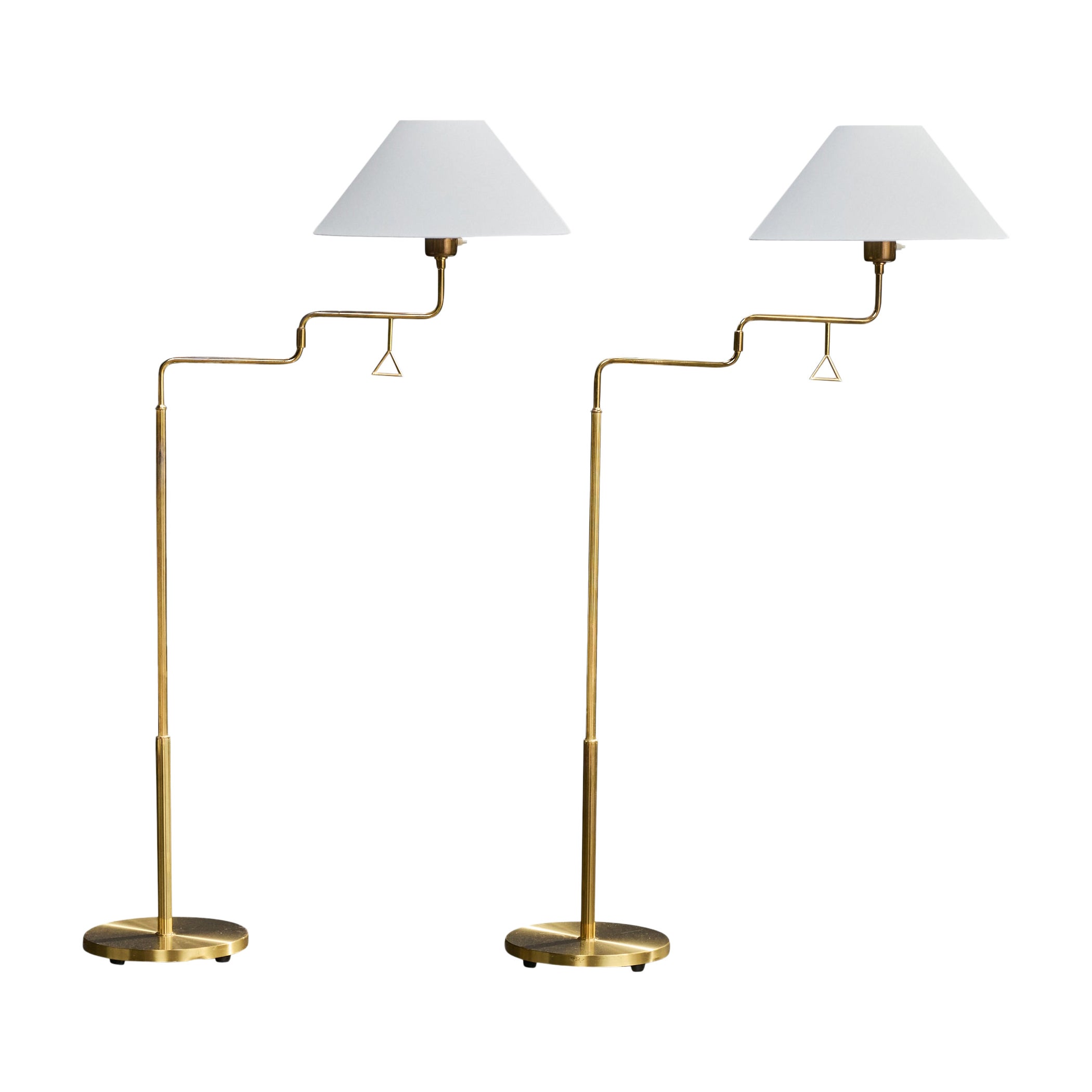 Armaturhantverk Tibro, Lámparas de pie, Latón, Tela, Suecia, Años 60