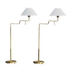 Armaturhantverk Tibro, Lámparas de pie, Latón, Tela, Suecia, Años 60