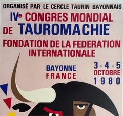 Original IV Congres Mondial Tauromachie linen backed 1980 sports - exhibition