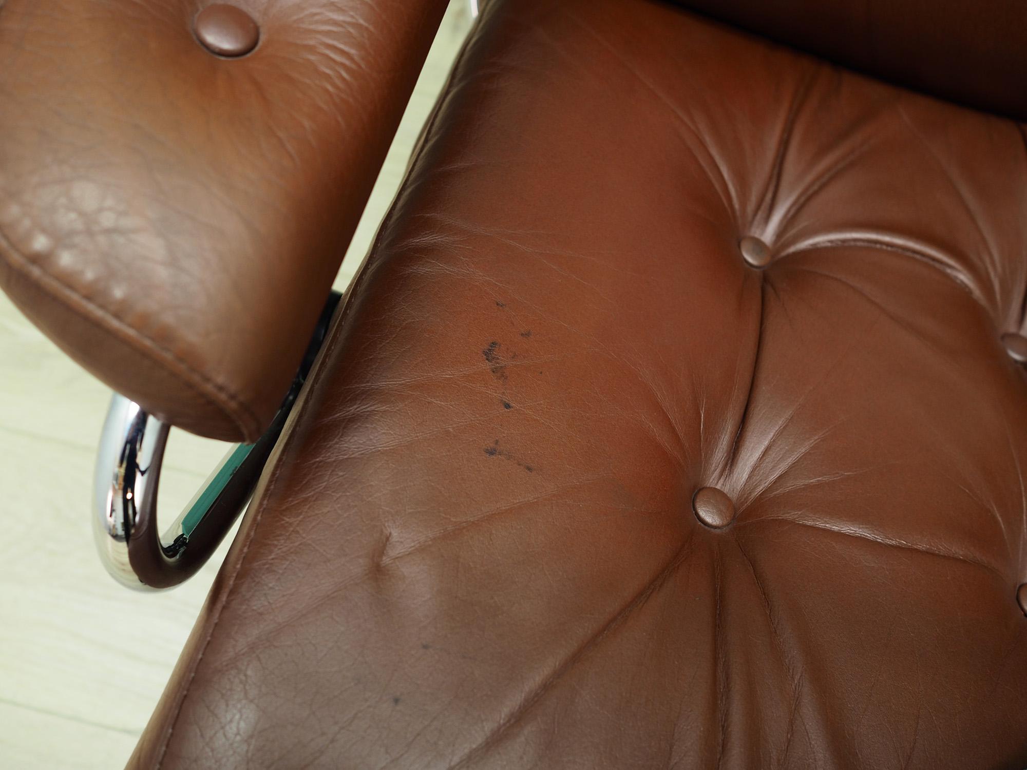 Armchair 1960s Vintage Brown Leather Retro 3
