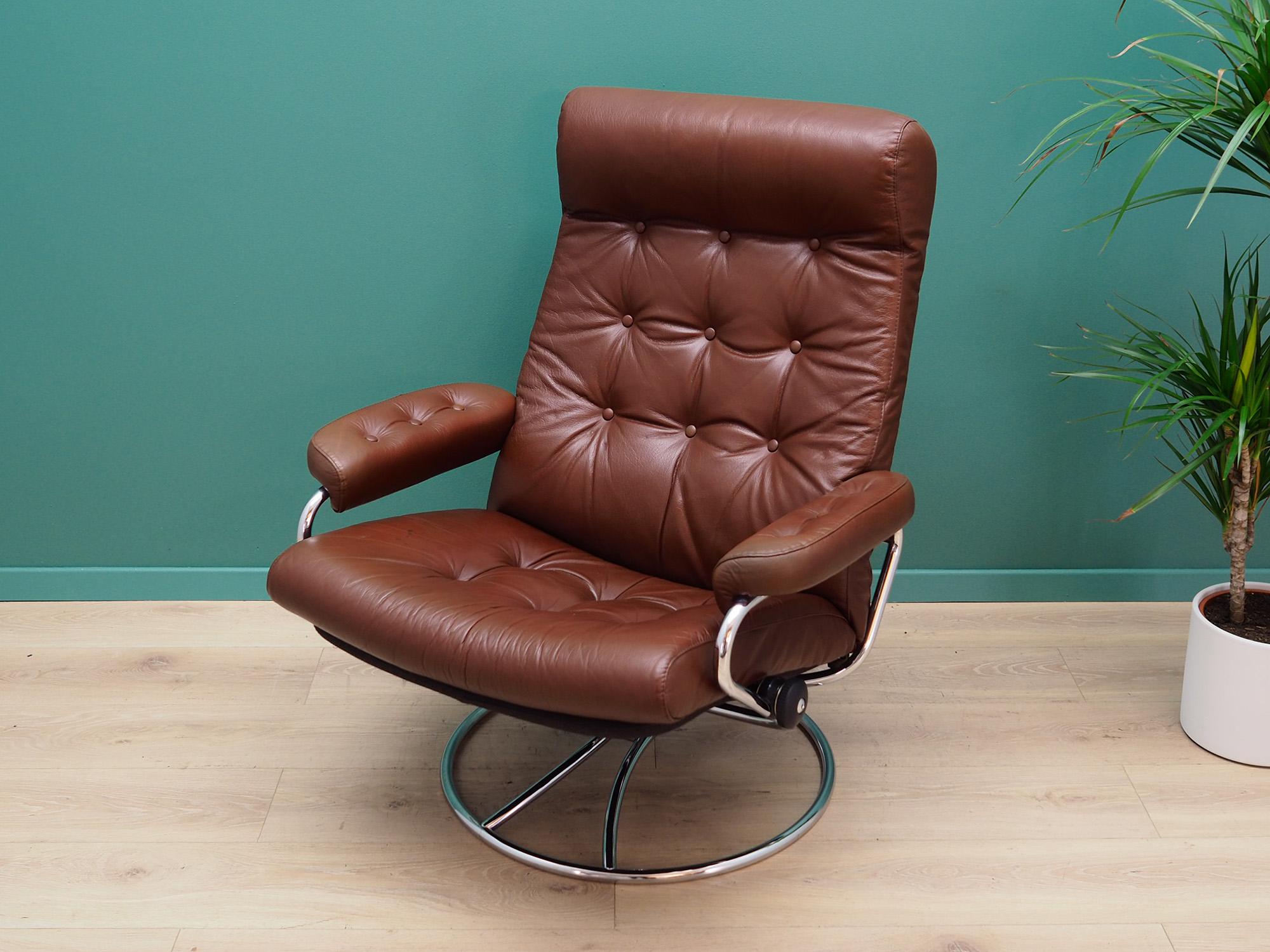 Armchair 1960s Vintage Brown Leather Retro 1