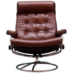 Armchair 1960s Vintage Brown Leather Retro