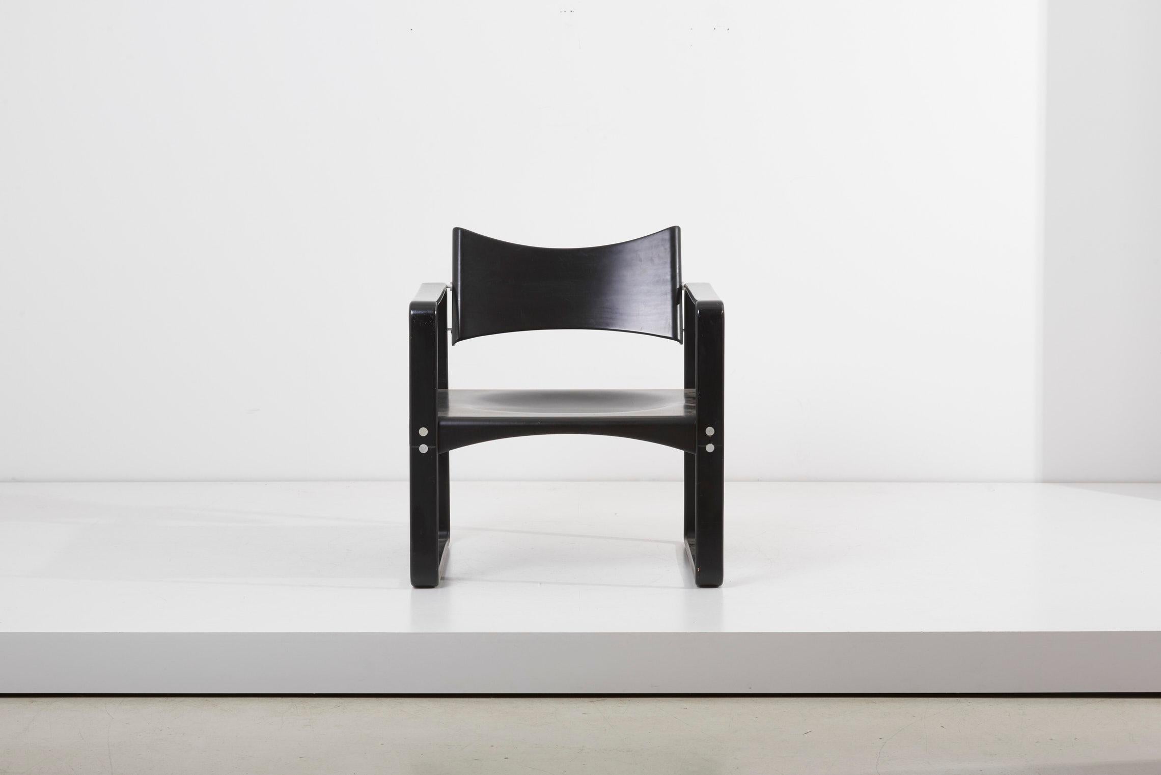 Armchair model no. 271F, designed 1965 by Verner Panton and manufactured by Thonet in Germany.
Made of black lacquered wood and labeled.