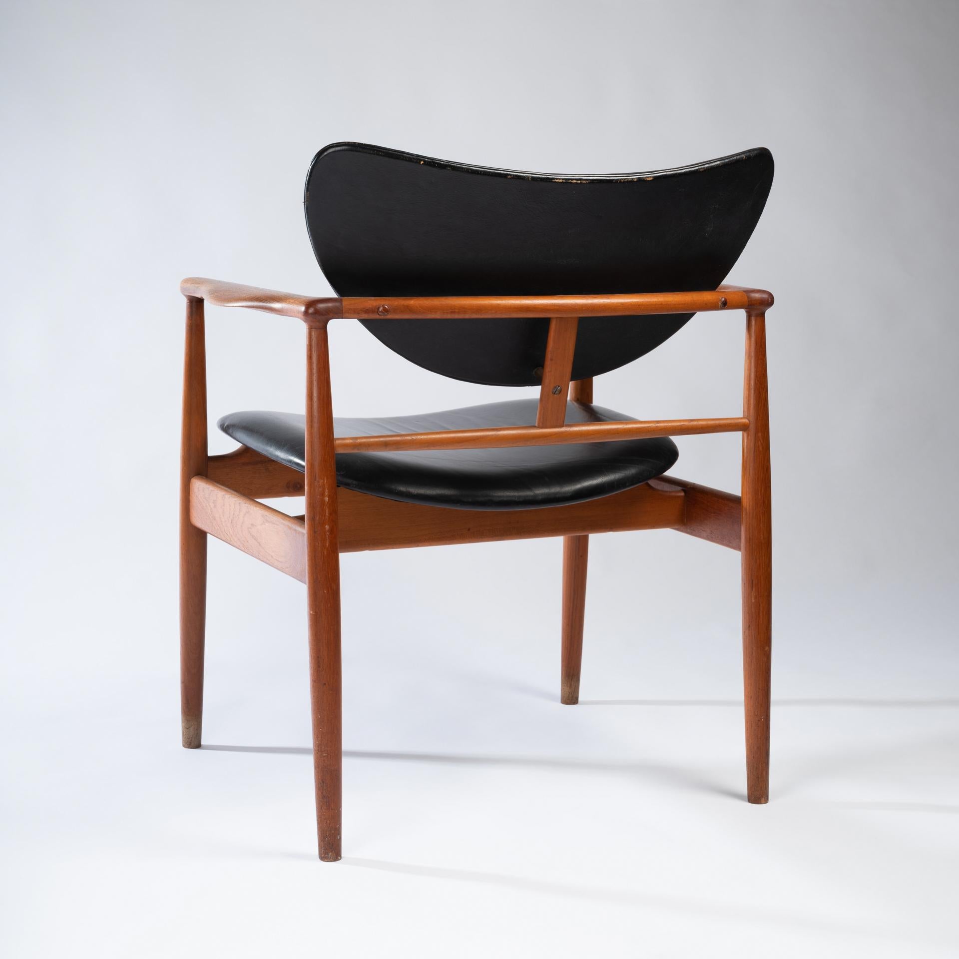 Leather Armchair 48 Designed by Finn Juhl and Fabricated by Niels Vodder For Sale