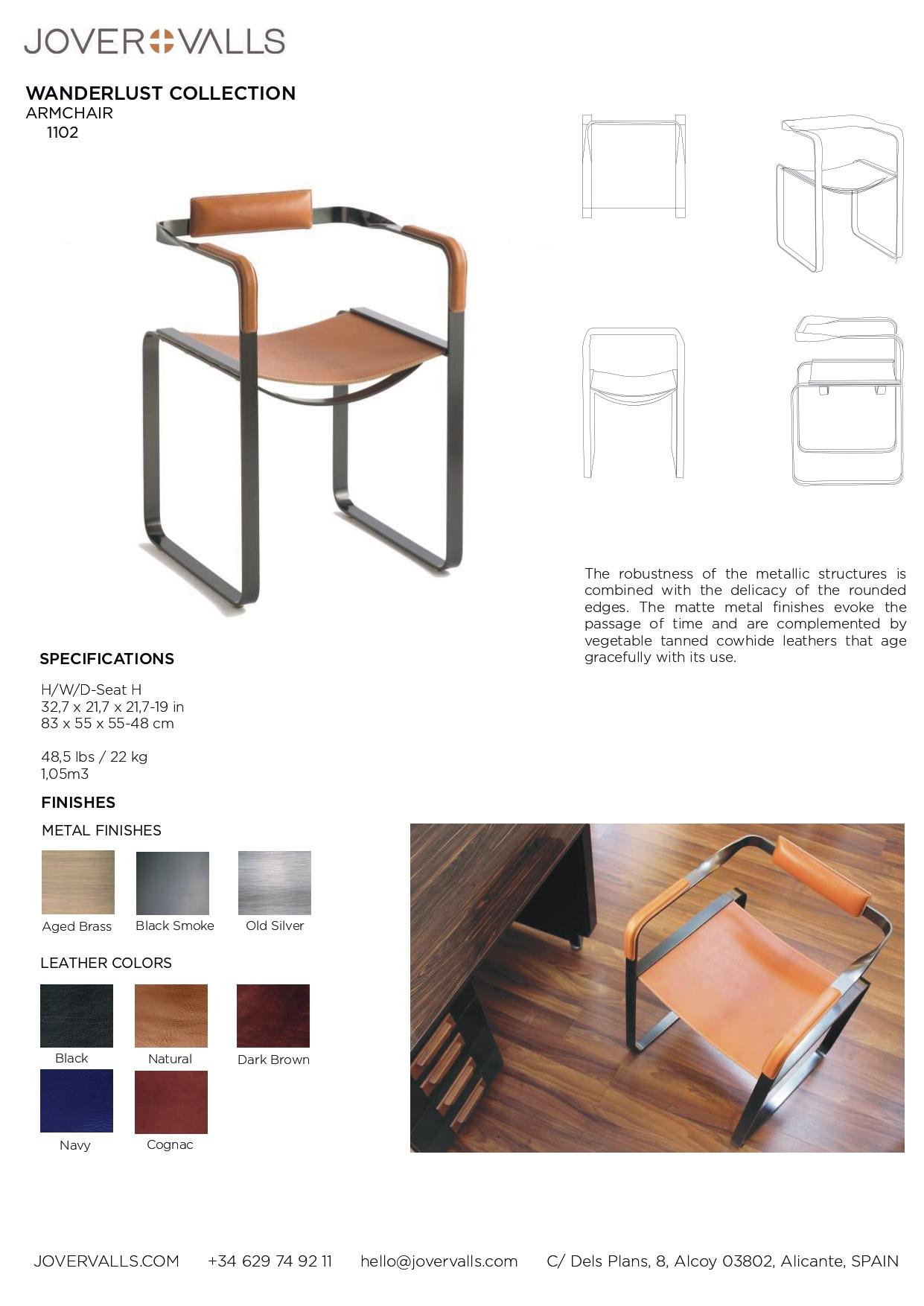Sessel, Altmessing-Stahl und schwarzes Sattelleder, Contemporary Style im Angebot 2