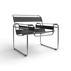 Armchair Alivar Mvsevm 135 Wassily design Marcel Breuer, 1925 - Black leather