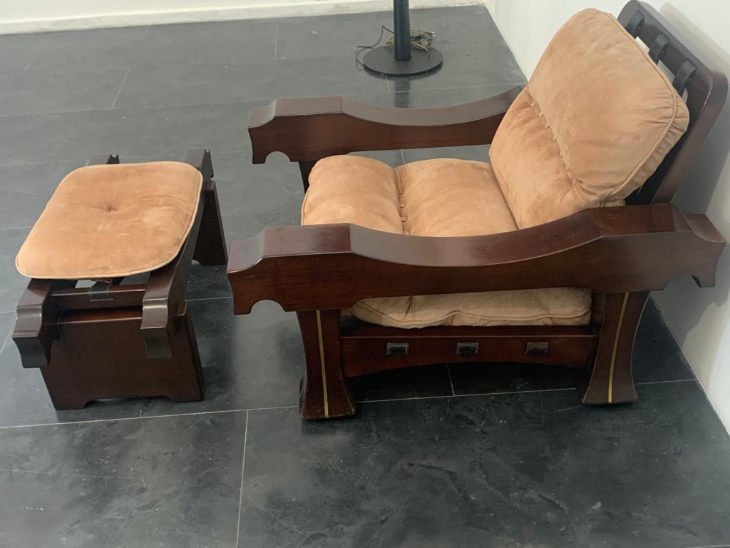 Armchair and Footrest by Luciano Frigerio, Set of 2 For Sale 3