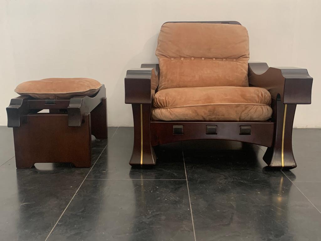 Armchair and Footrest by Luciano Frigerio, Set of 2 In Good Condition For Sale In Montelabbate, PU