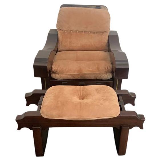 Armchair and Footrest by Luciano Frigerio, Set of 2 For Sale