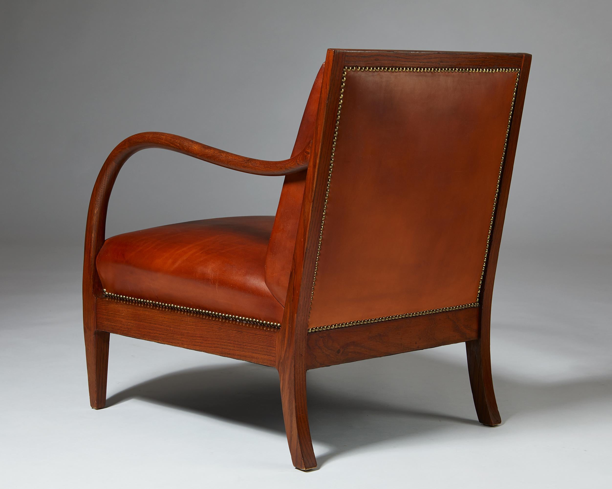 Armchair and Footstool Designed by Bent Helweg-Möller, Denmark, 1930s 1