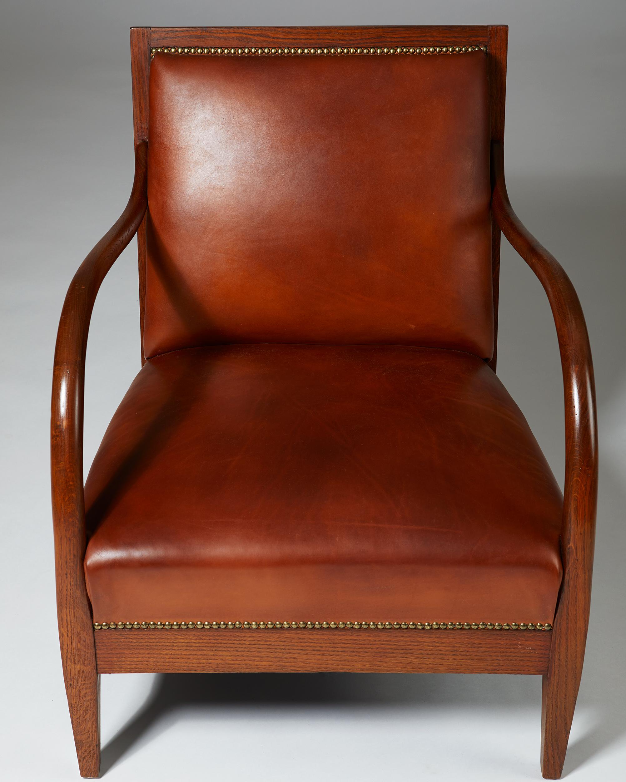 Armchair and Footstool Designed by Bent Helweg-Möller, Denmark, 1930s 2
