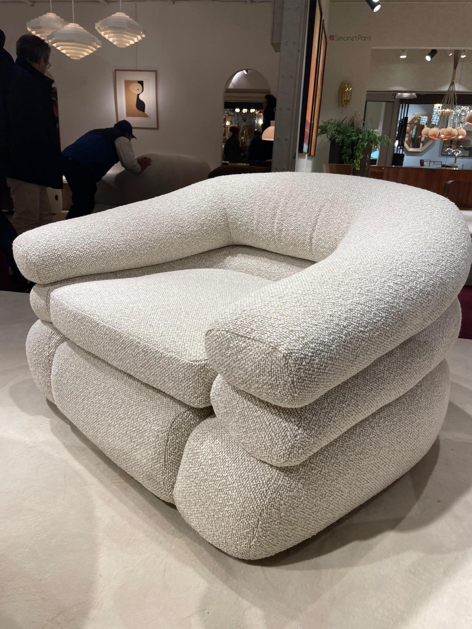 Mid-Century Modern Ensemble fauteuil et pouf D'URBINO et LOMAZZI en vente