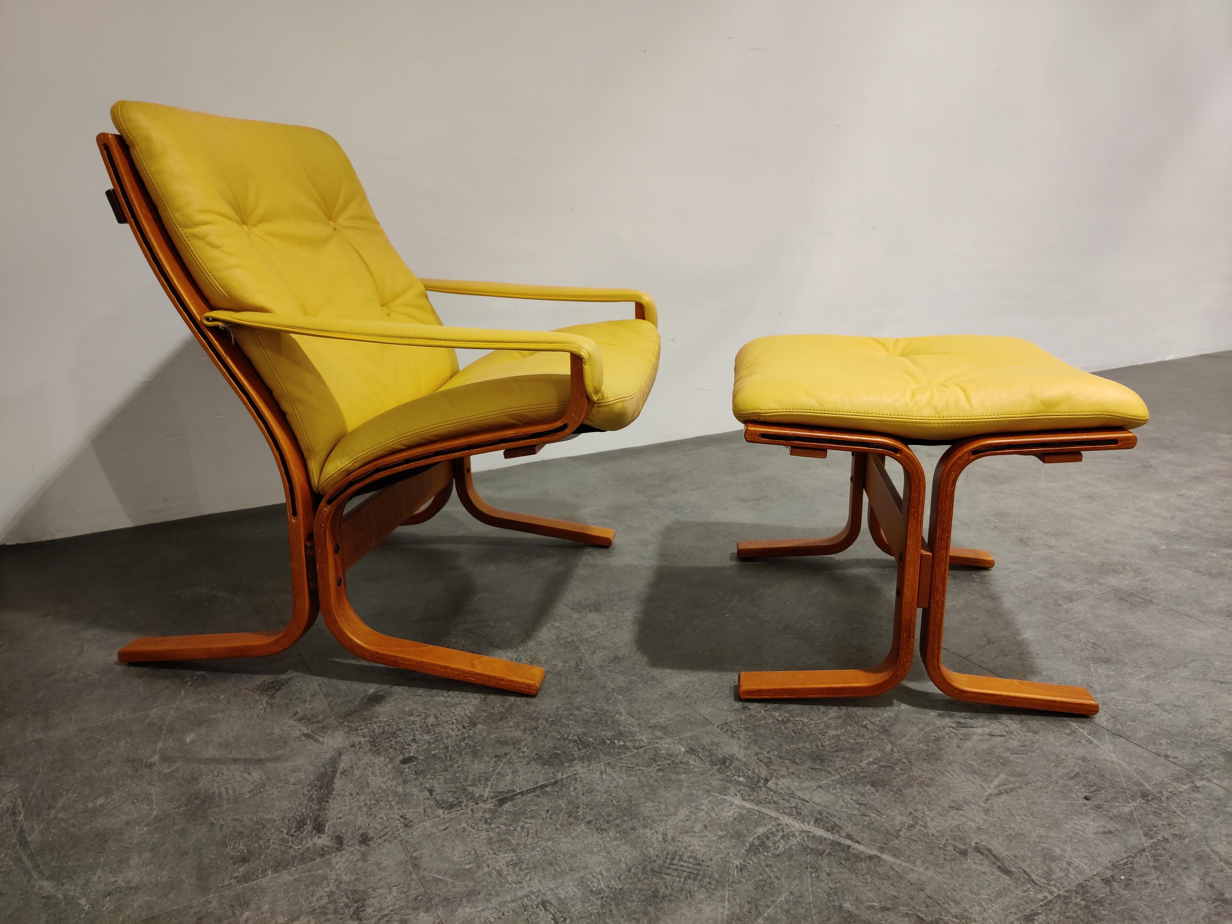 Scandinavian Modern Armchair and stool by Ingmar Relling for Westnofa, 1970s