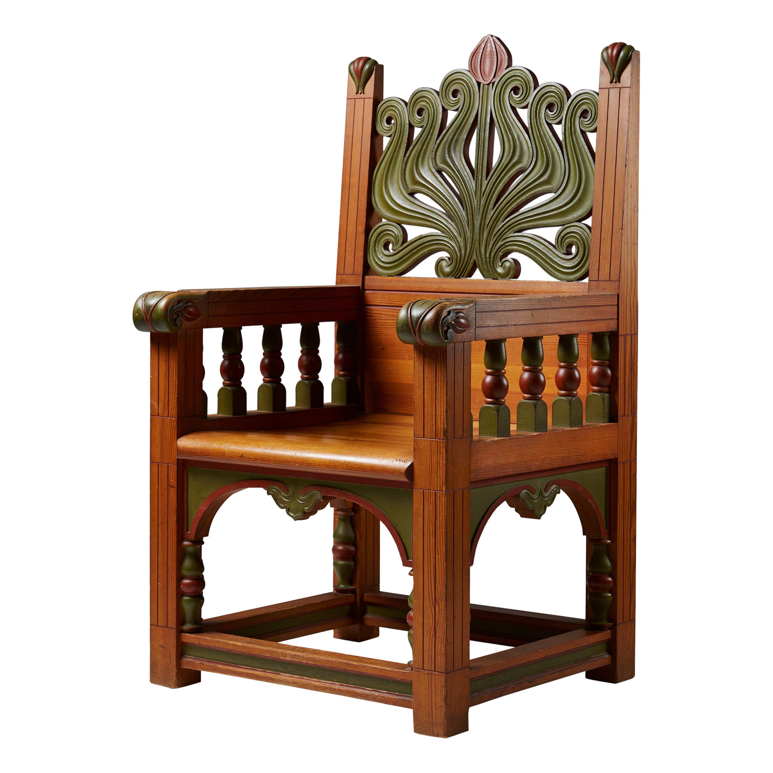 Armchair, anonymous, for A Lagerberg, Sweden, 1897 For Sale