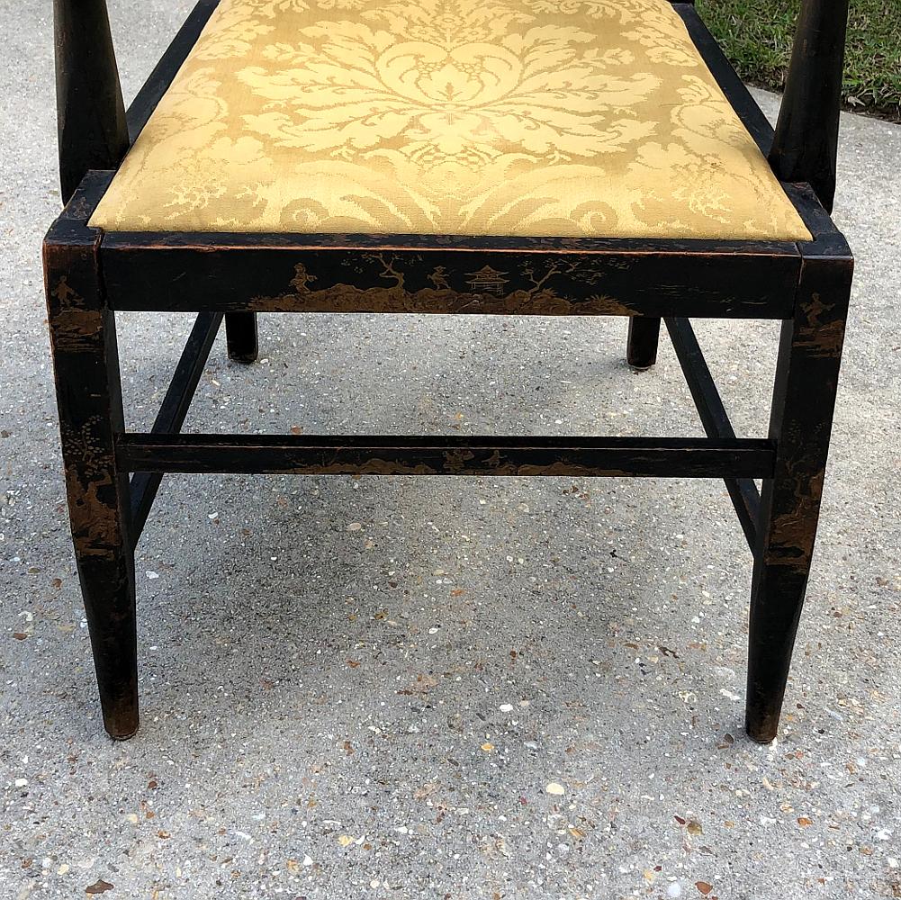 Armchair, Antique Chinoiserie Style with Silk Upholstery In Good Condition For Sale In Dallas, TX