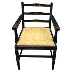 Fauteuil:: Style Chinoiserie Antique avec tapisserie en soie