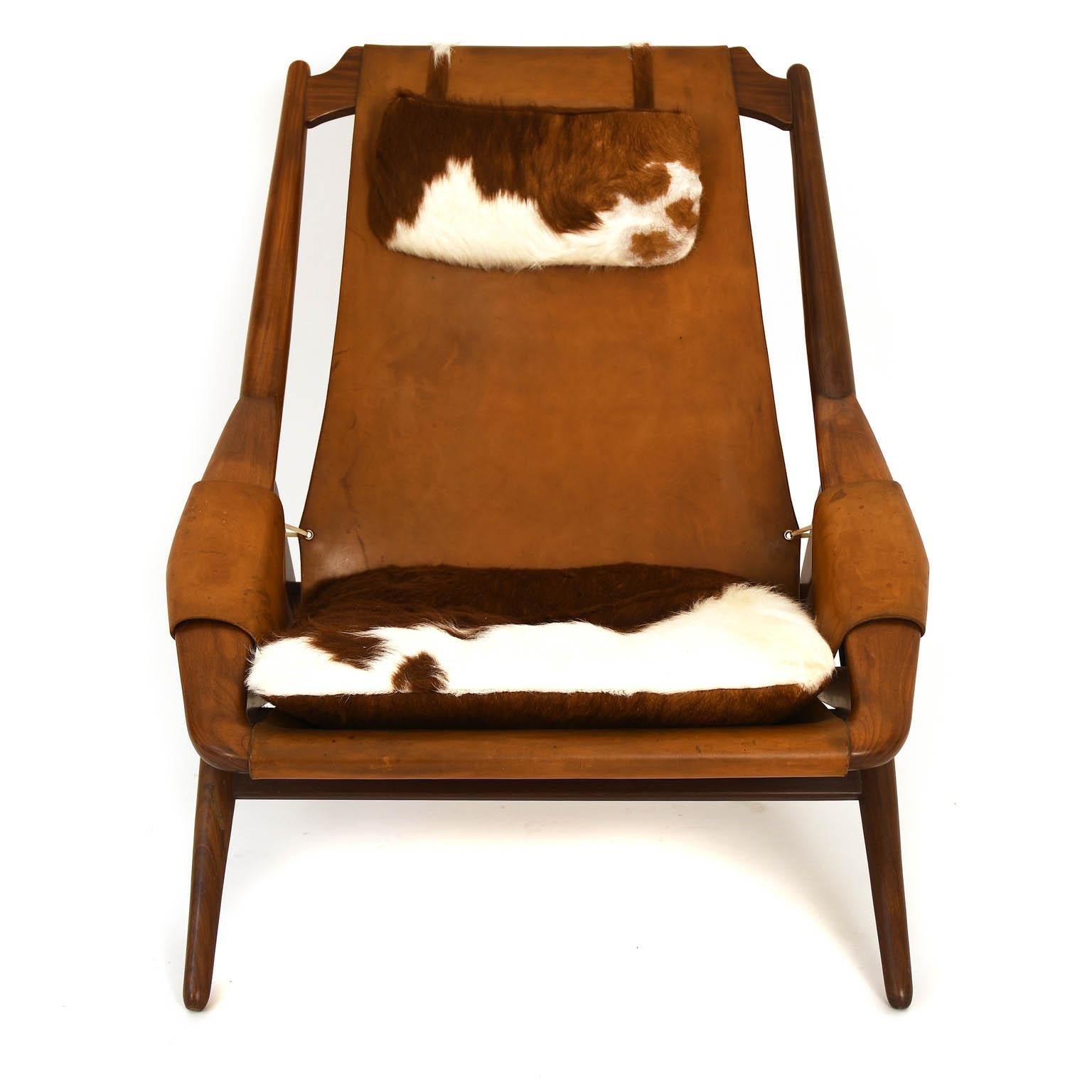 Armchair Arne Tidemand-Ruud Made for ISA Bergamo Italy Teak and Leather In Good Condition In Vienna, AT