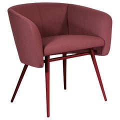 Fauteuil d'art, cadre métallique Balu', vernis et tissu rouge d'Emilio Nanni