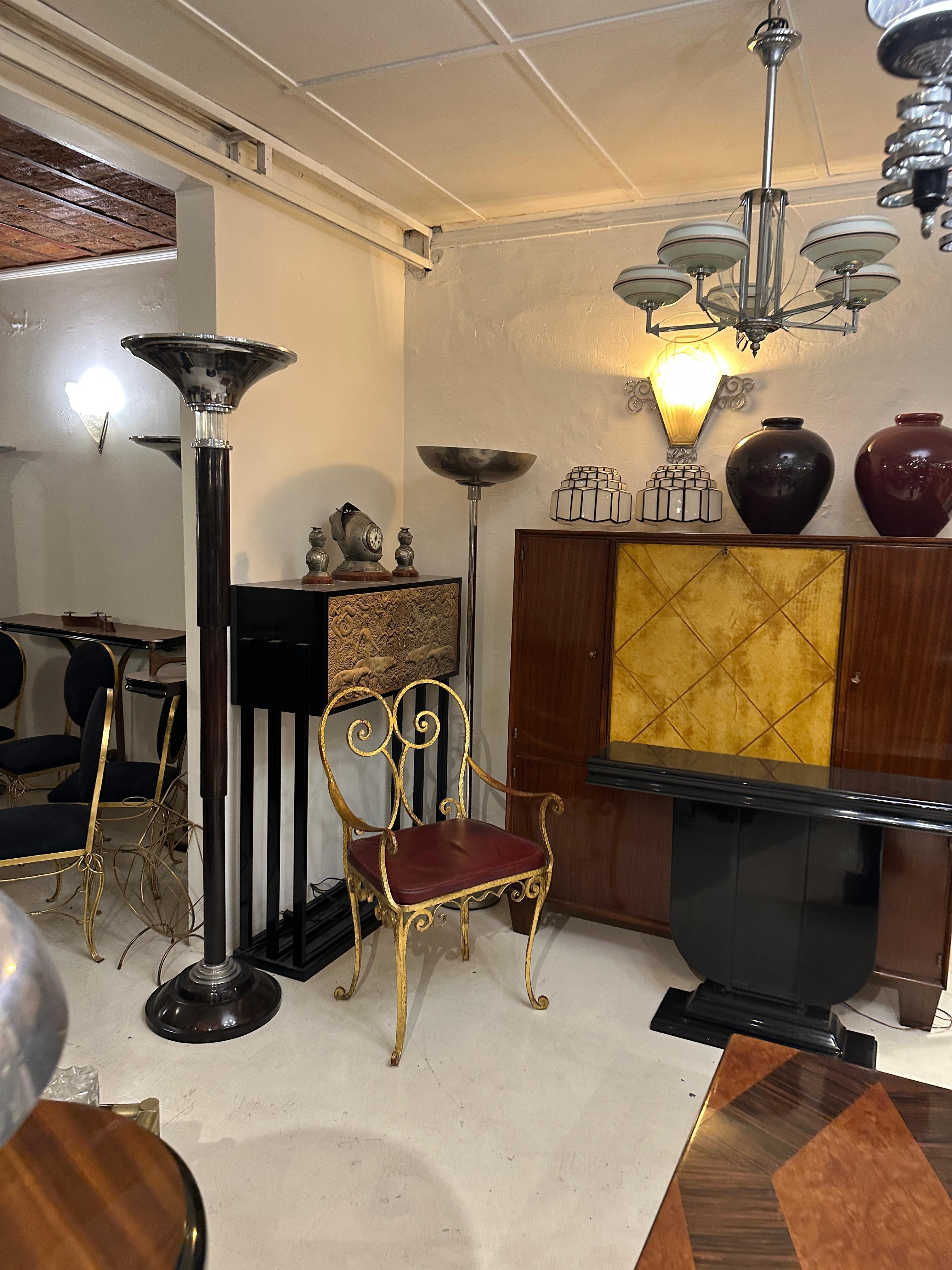 Armchair Art Deco, France, 1920, Materials, Leather and Golden Iron For Sale 2
