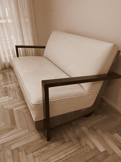 Armchair Art Deco in wood and leather, Made in France, 1920