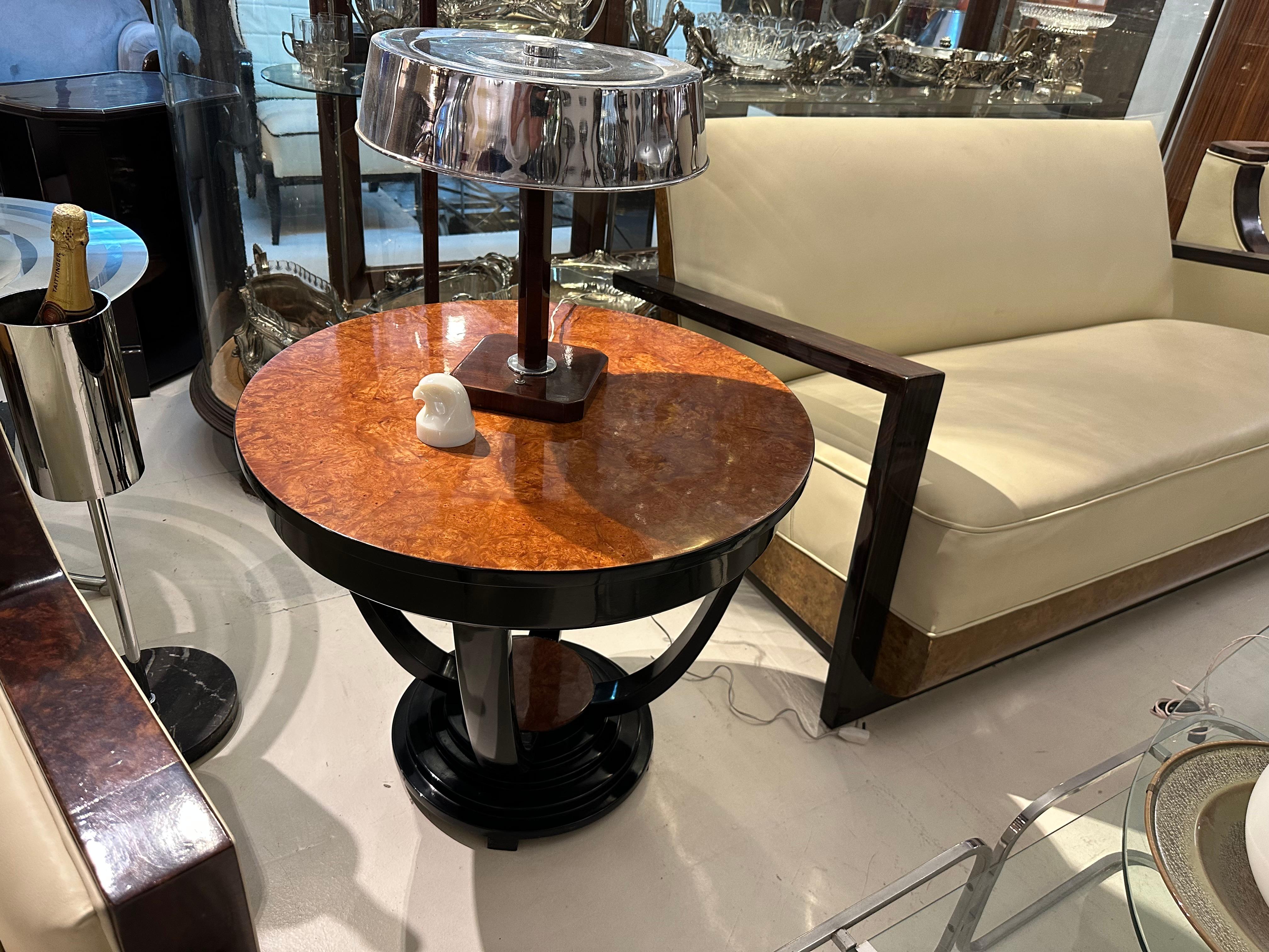 Armchair Art Deco in wood and leather, Made in France, 1920 For Sale 2