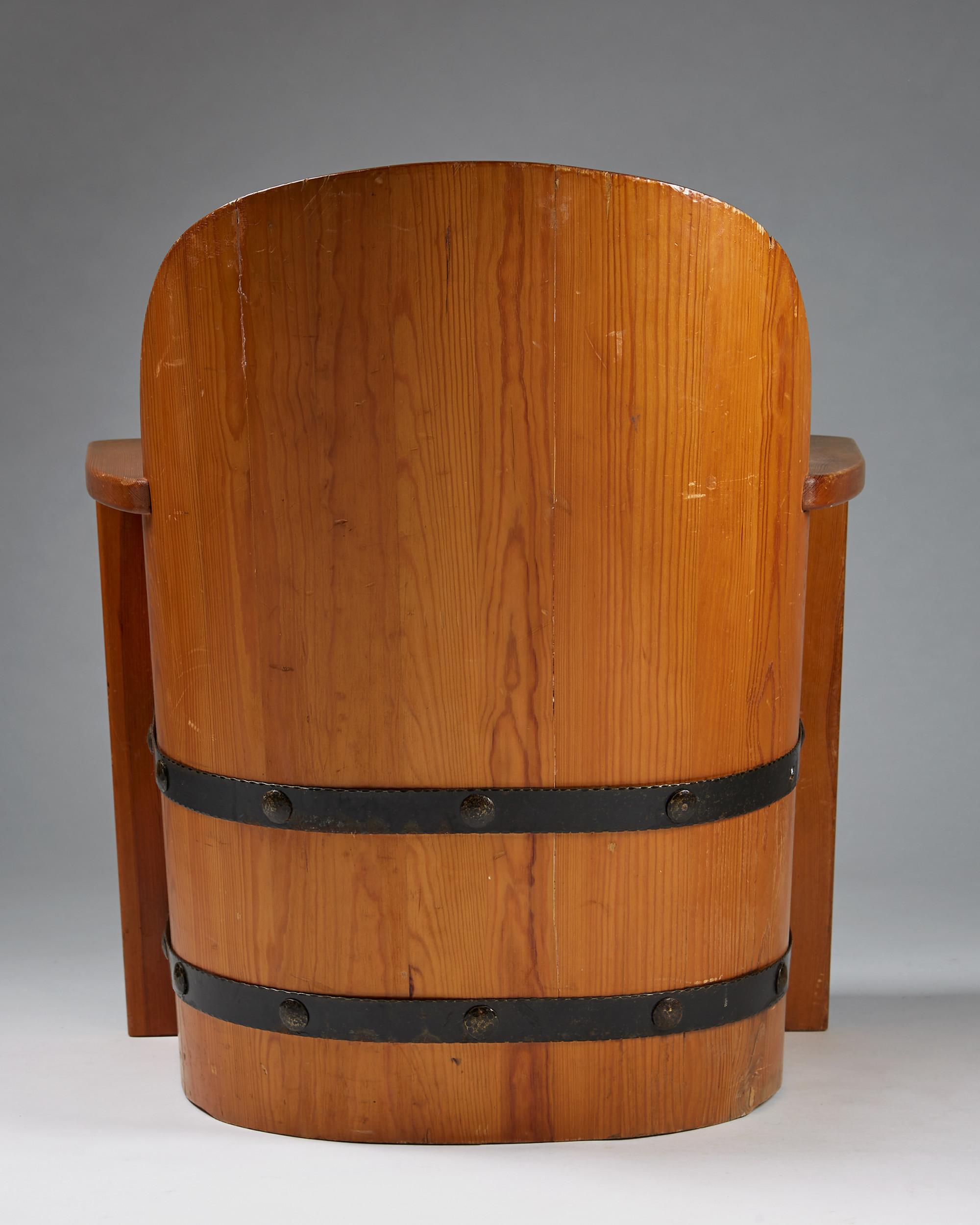 Pine Armchair Attributed to Axel-Einar Hjorth for Åby Furniture, Sweden, 1950s