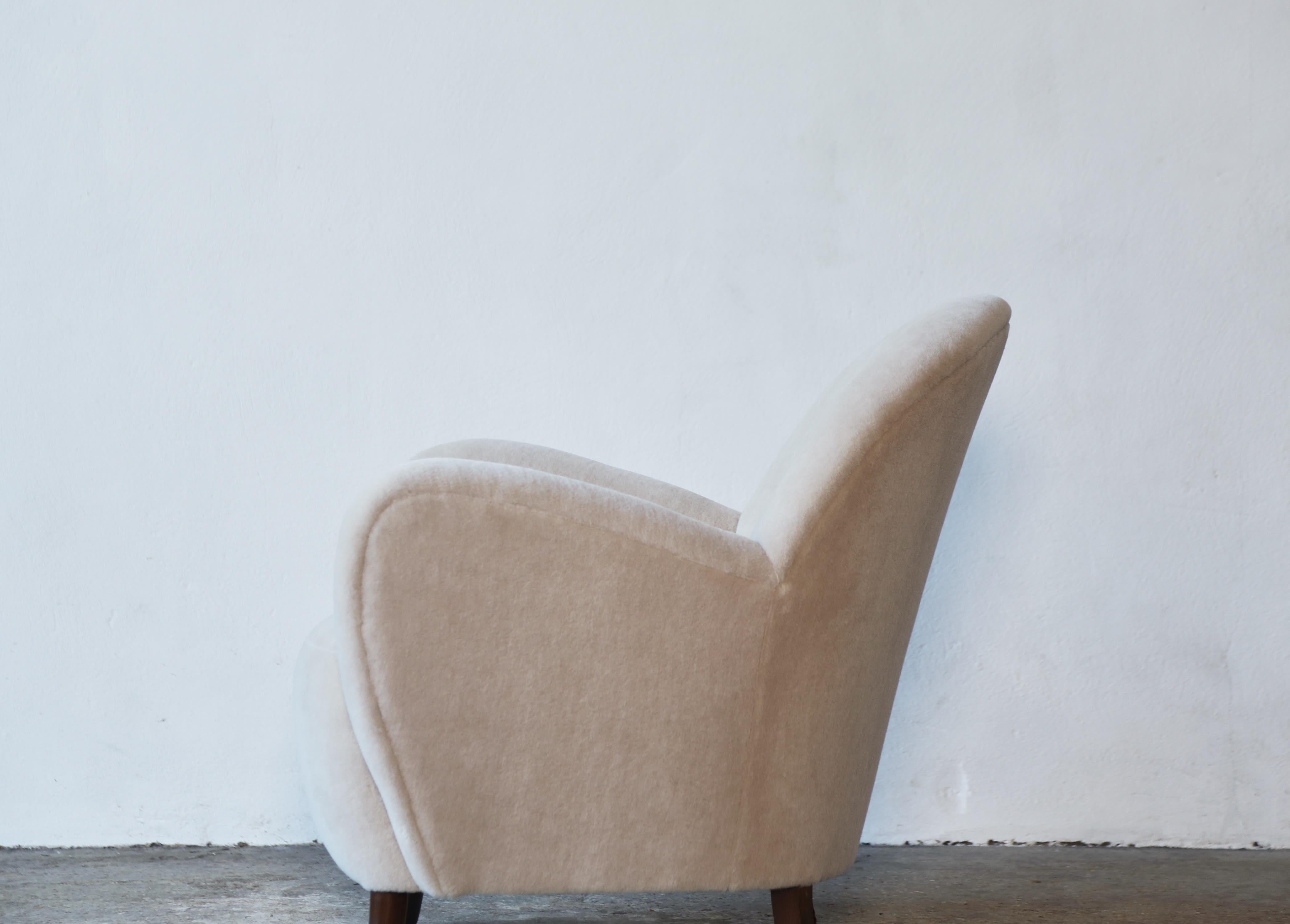 Alpaca Armchair Attributed to Flemming Lassen for Georg Kofoed, Denmark, 1940s For Sale