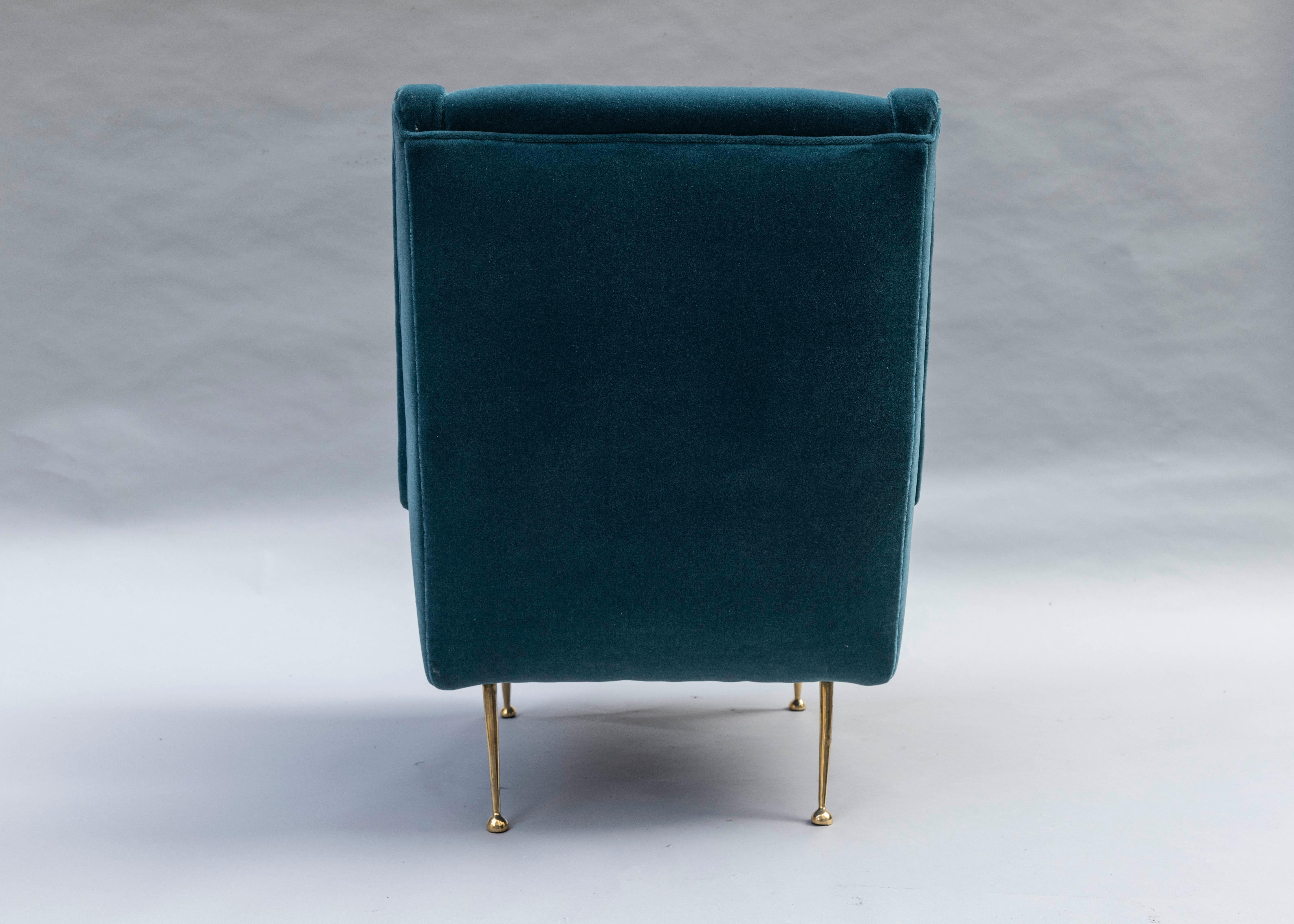 Mid-20th Century Armchair Attributed To Gio' Ponti, Italy 1950s, In Pierre Frey Mohair