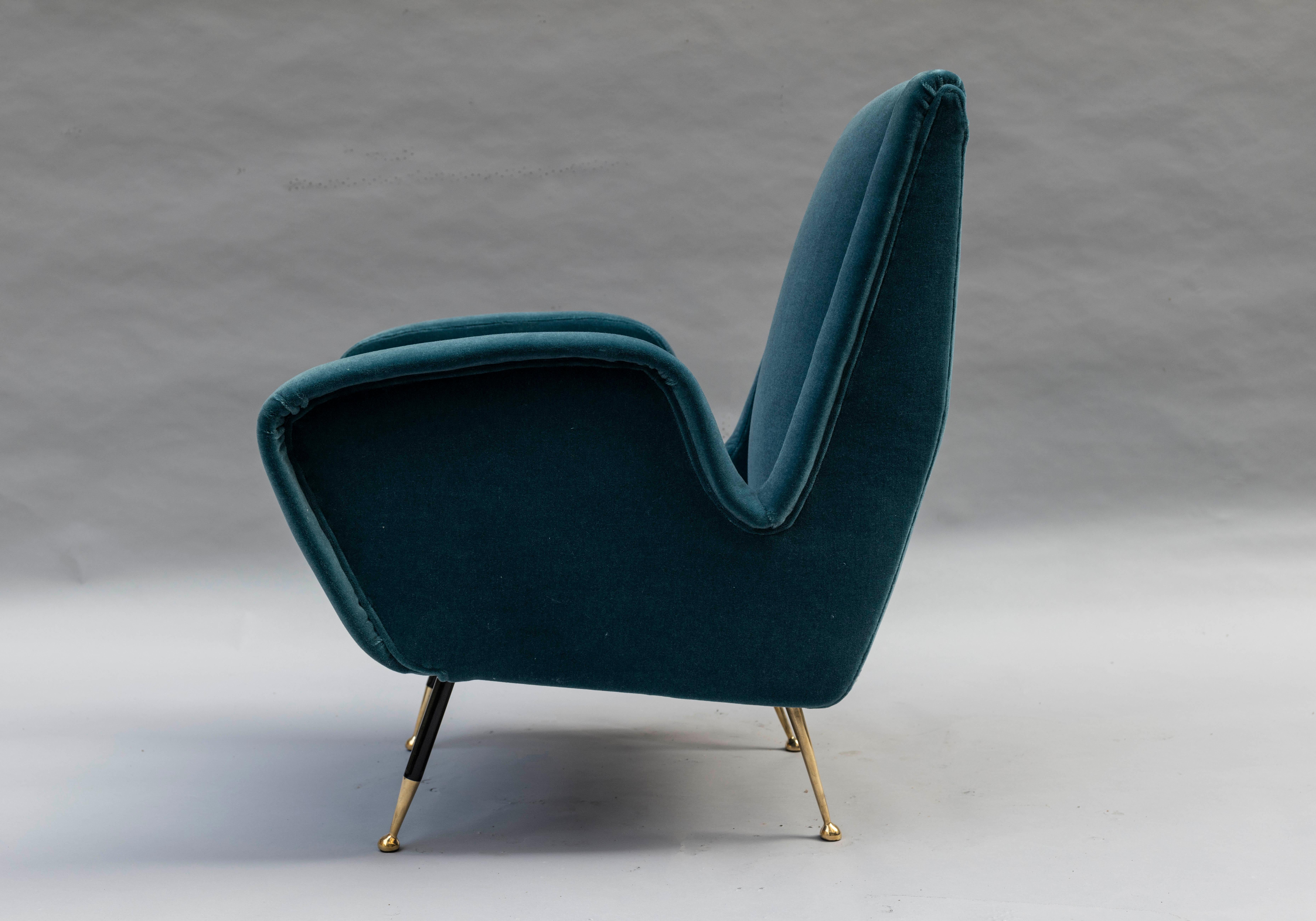 Armchair Attributed To Gio' Ponti, Italy 1950s, In Pierre Frey Mohair 1