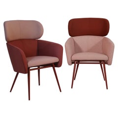 Armchair Balu' Lounge Metal Frame and Fabric Red Color by Emilio Nanni