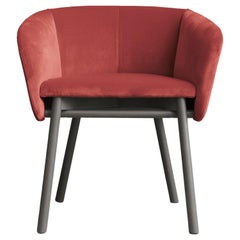 Armchair Balu' Wood Frame Walnut and Upholstery in Red Velvet by Emilio Nanni