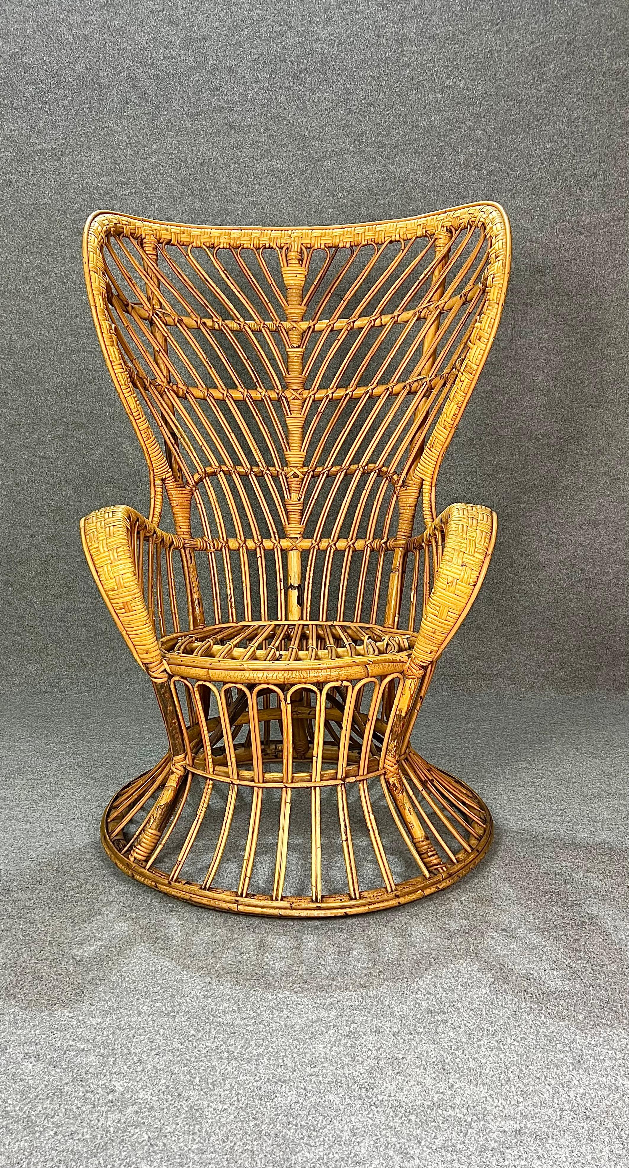 Sessel aus Bambus und Rattan Gio Ponti Lio Carminati für Bonacina, Mitte des Jahrhunderts 1950er Jahre im Angebot 1